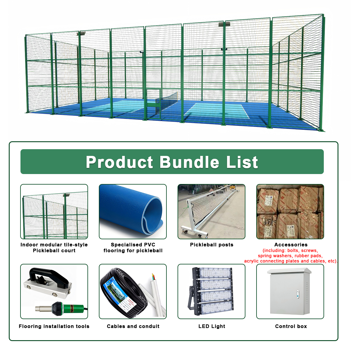 Complete Modular Pickleball Court System with PVC Or Acrylic Surface